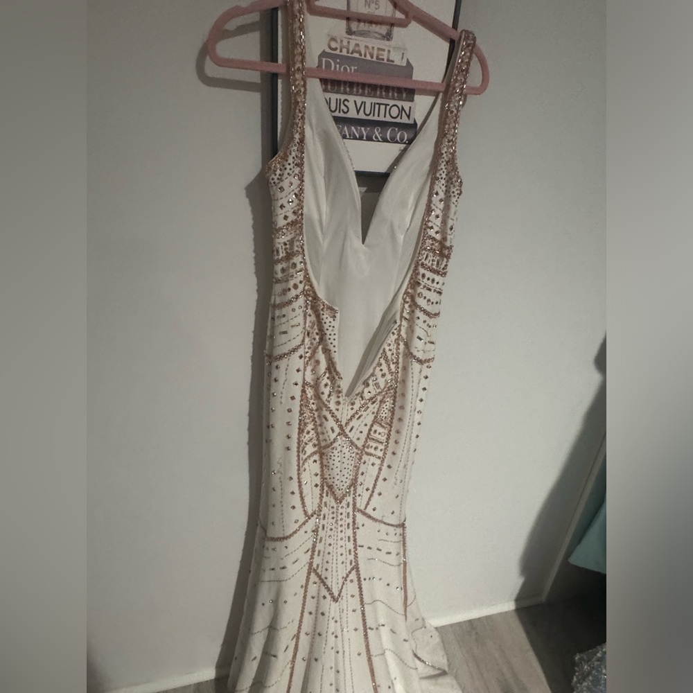 Beaded white and gold dress